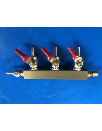Air Distributor, 3-way w/ 1/4 barb in CO2 Hardware